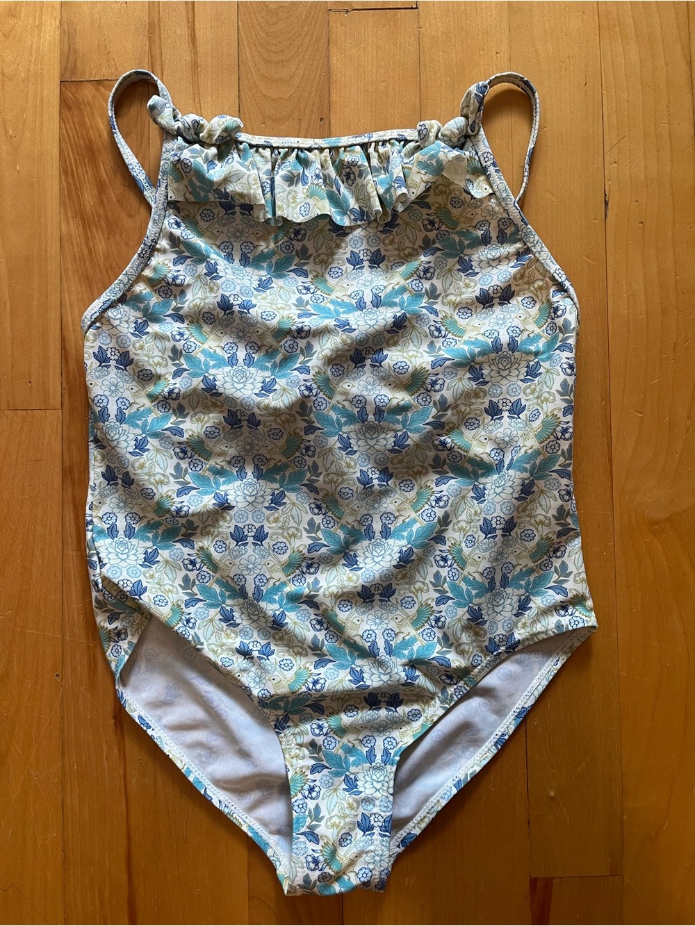 Floral Blue & Cream One-Piece Swimsuit
